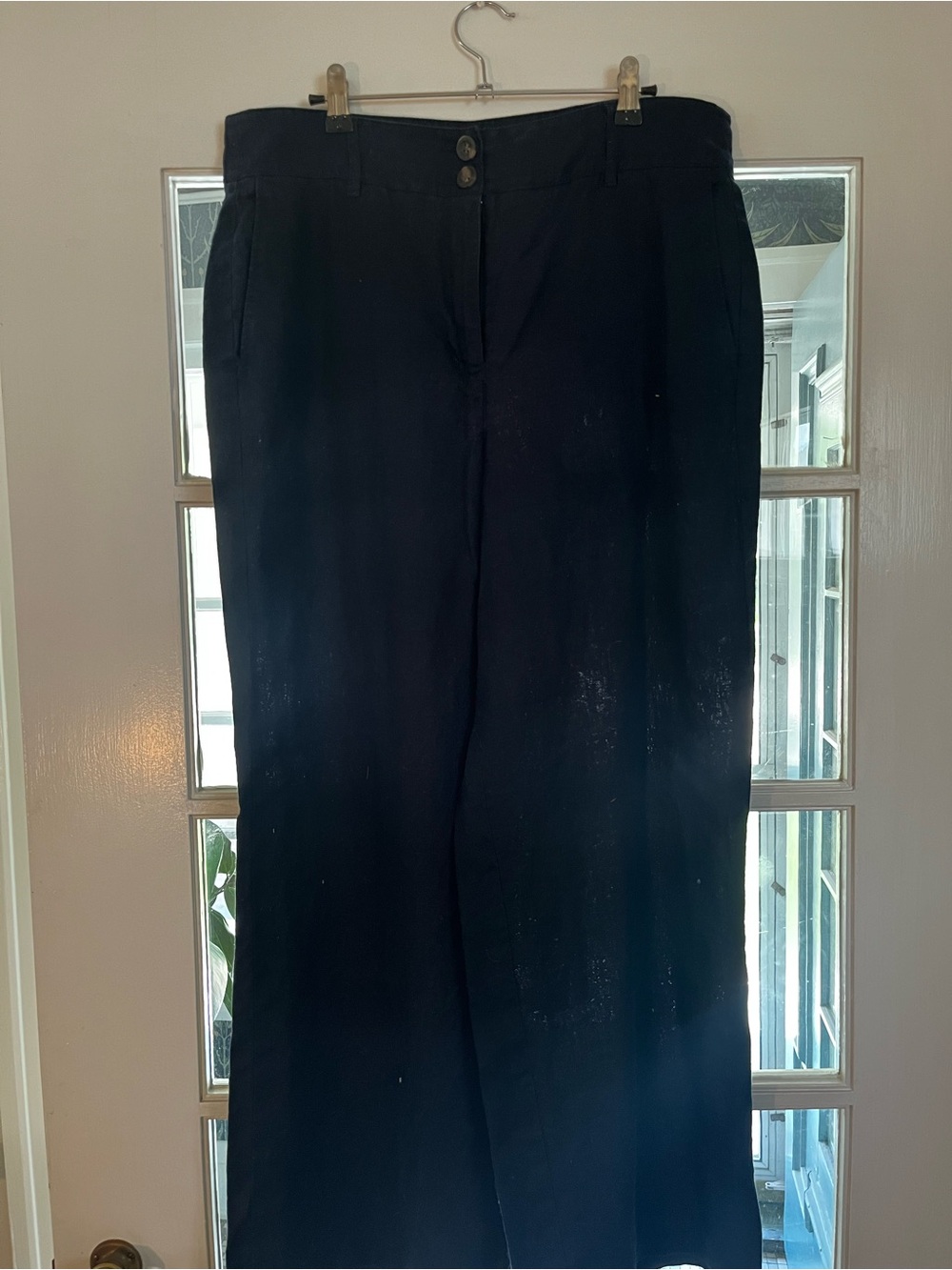 Boden Wide-Leg Linen Pants in Navy